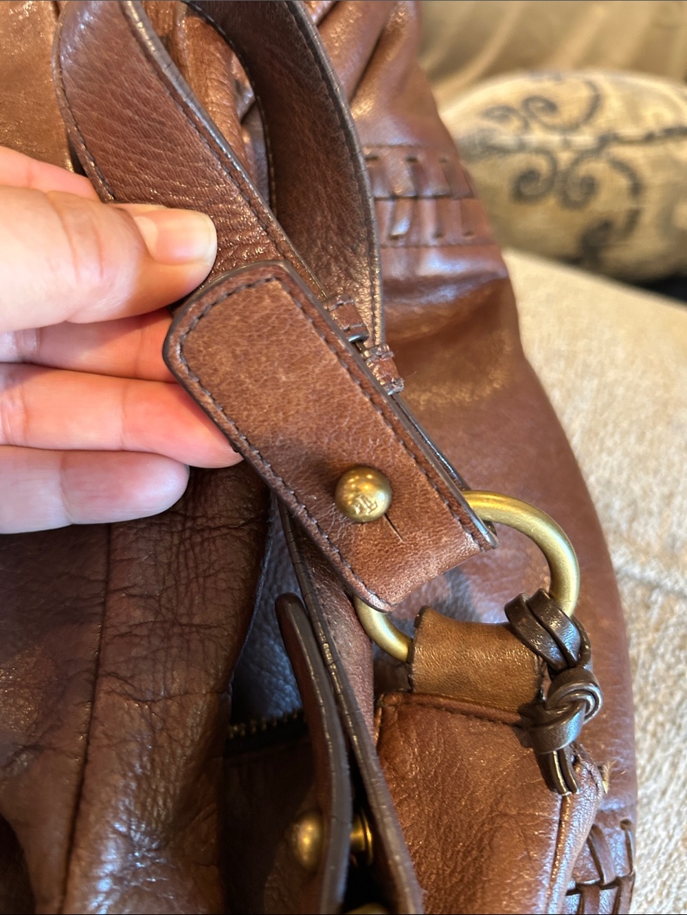 LAUREN RALPH LAUREN LEATHER HOBO BROWN BAG - Picture 8 of 8